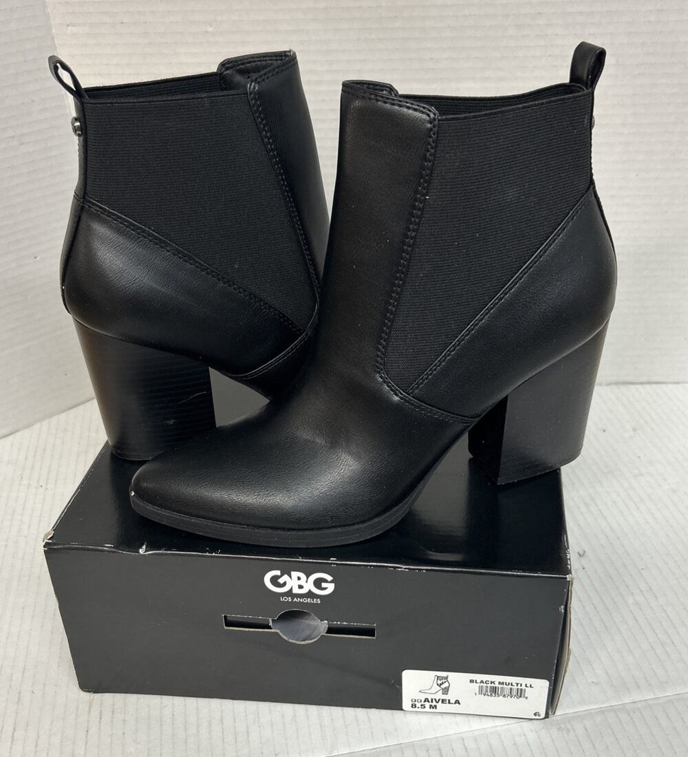 GBG Los Angeles Womens Aivela Black Ankle Boots Shoes 8.5M